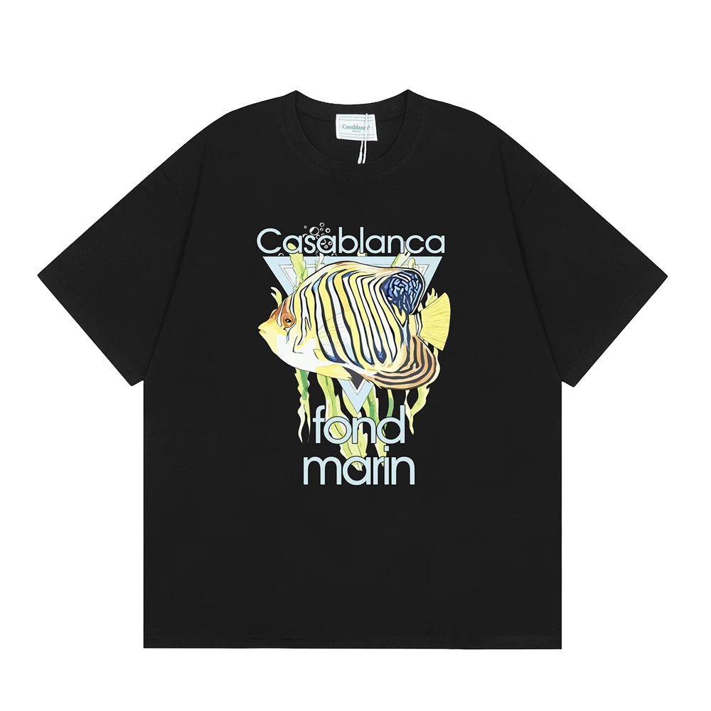 Casablanca "Fonds Marin" Fish Graphic T-Shirt - Black