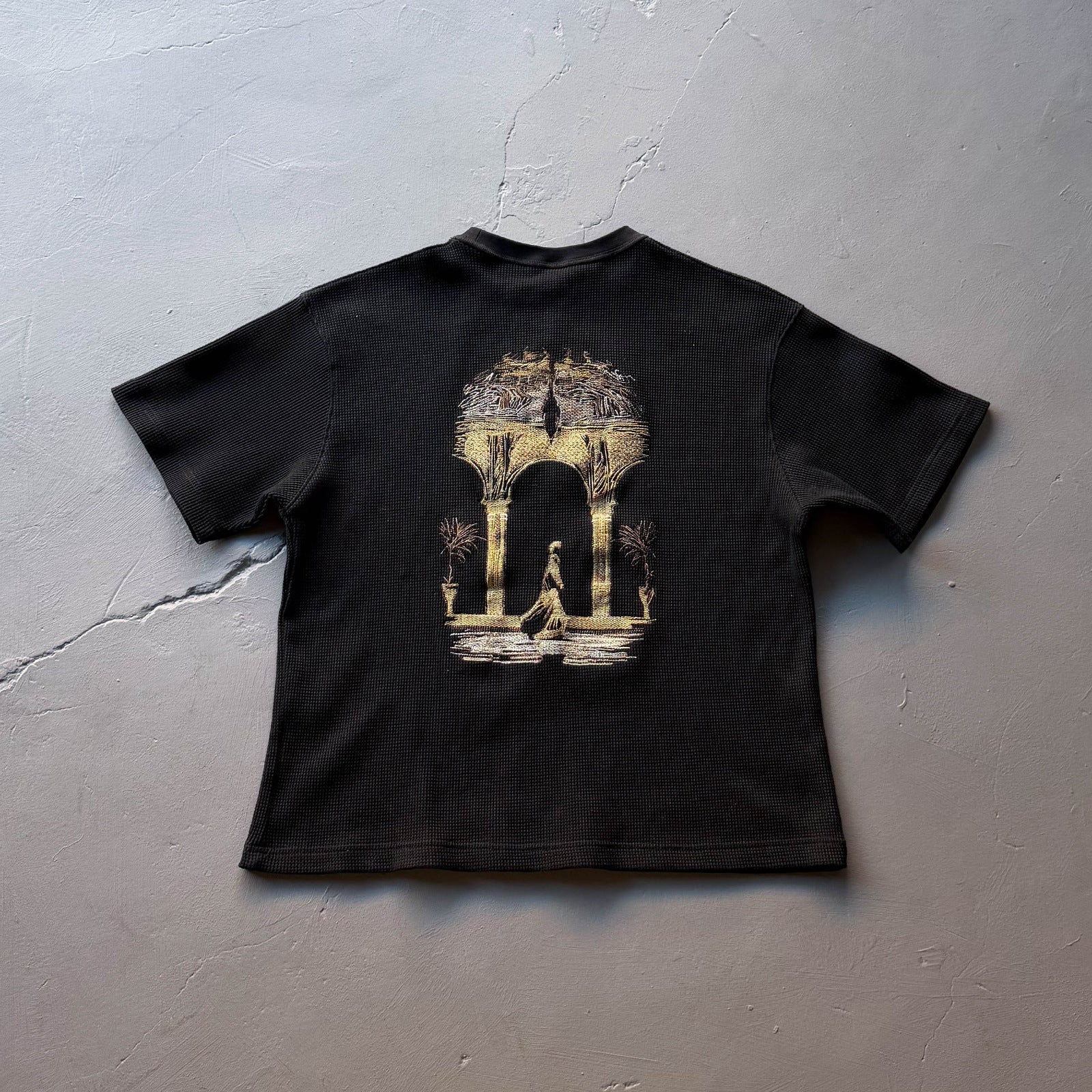 Derschutze Gothic Arch Gold Embroidery T-Shirt - Black