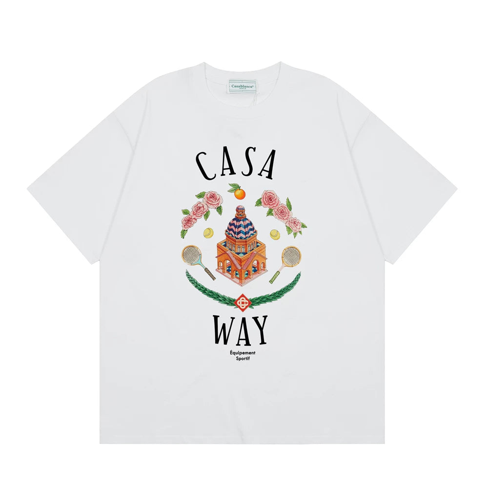 Casablanca "Casa Way" Architectural & Floral T-Shirt - White