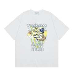 Casablanca "Fonds Marin" Fish Graphic T-Shirt - White