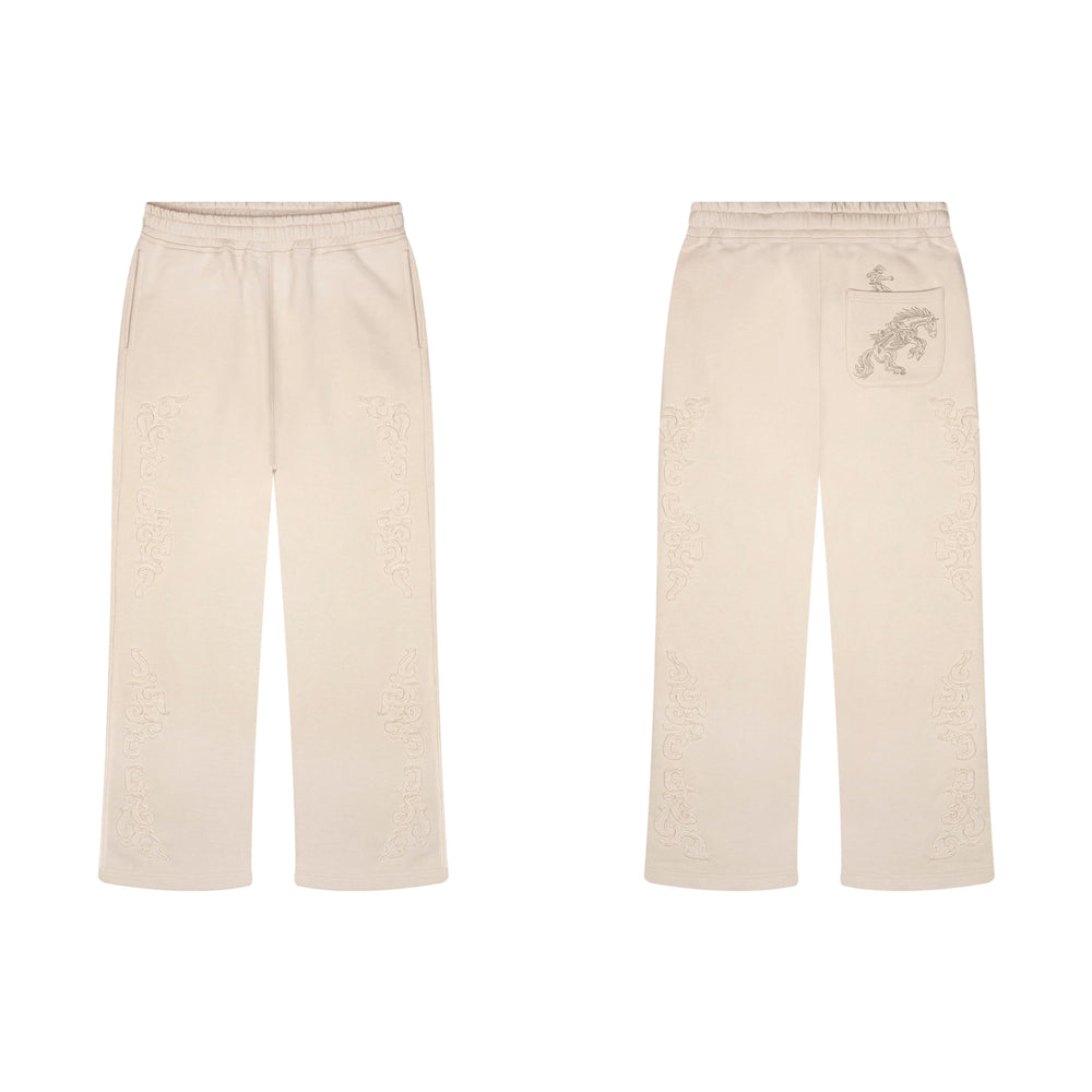 Derschutze Ornate Vine Embroidery Sweatpants - Cream