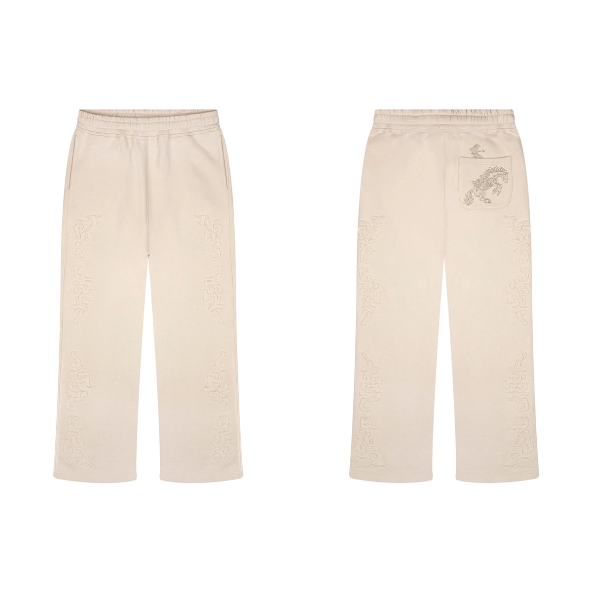 Derschutze Ornate Vine Embroidery Sweatpants - Cream