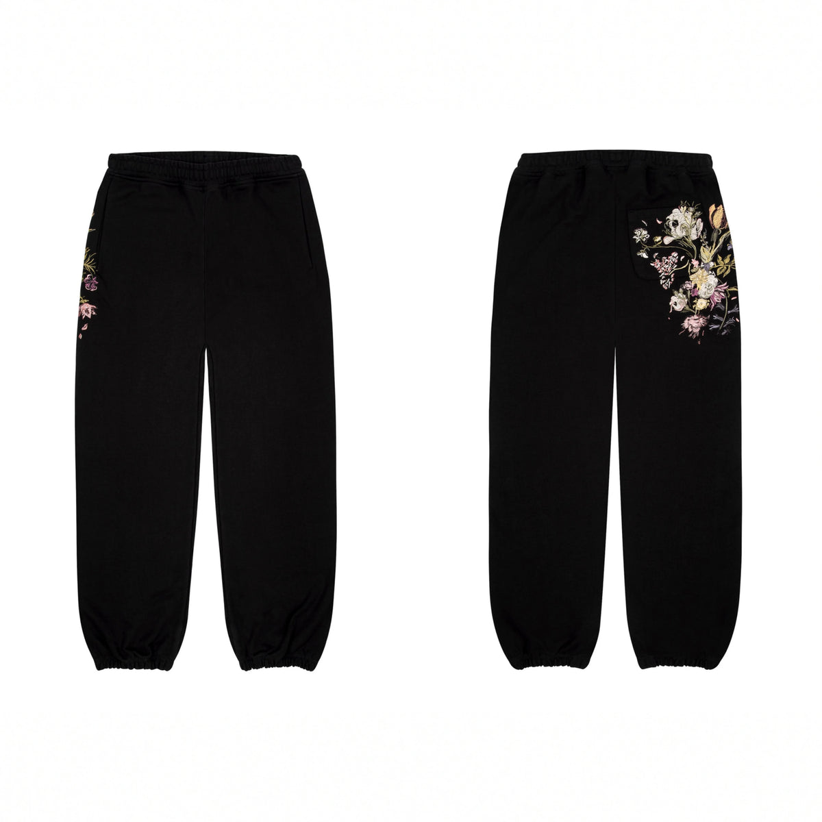 Derschutze Floral Bouquet Embroidery Joggers - Black