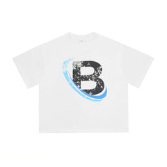 Billionaire Studios Orbiting Blue Arc Letter "B" T-Shirt - White