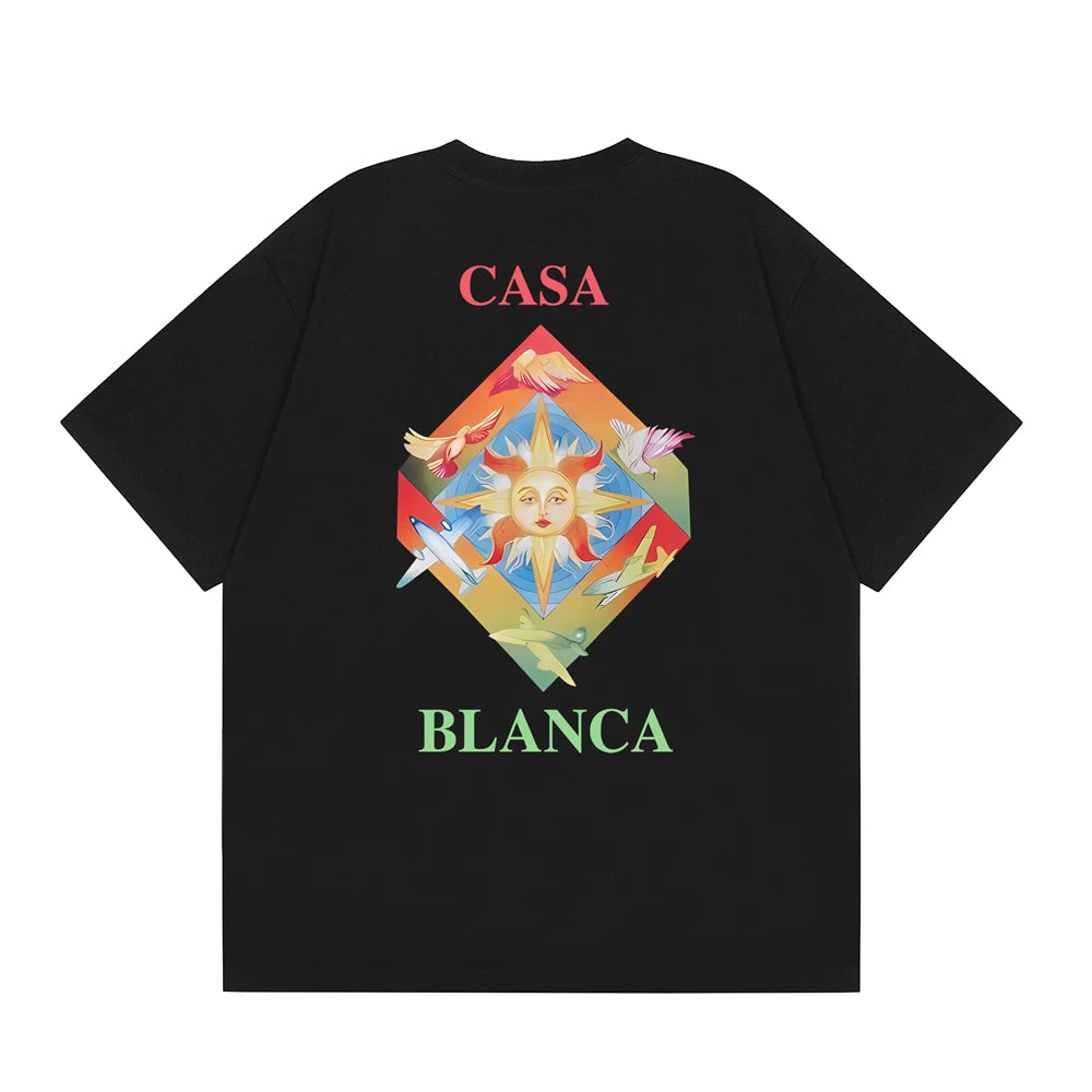 Casablanca Sunburst Diamond Logo T-Shirt - Black