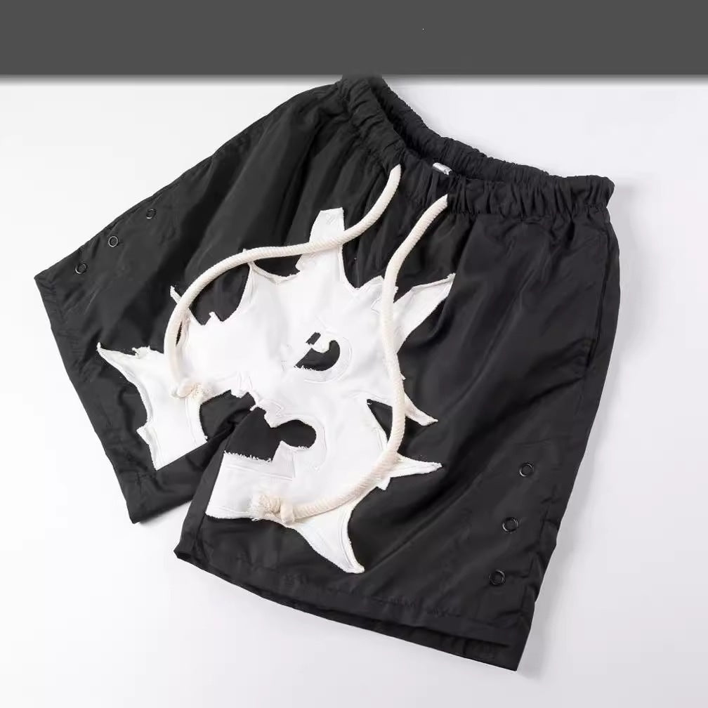Billionaire Studios Deconstructed Star Applique Shorts - Black/White