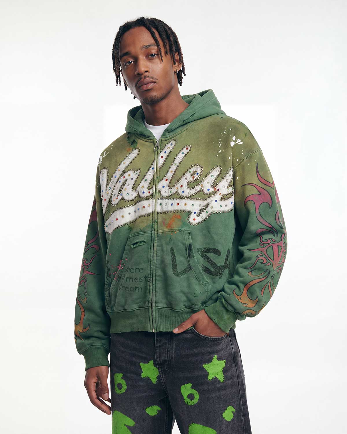 Vale Forever Inferno Zip Up Hoodie Green