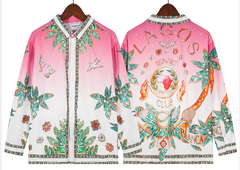 Casablanca Pink Gradient Resort Silk-Style Shirt - White / Pink